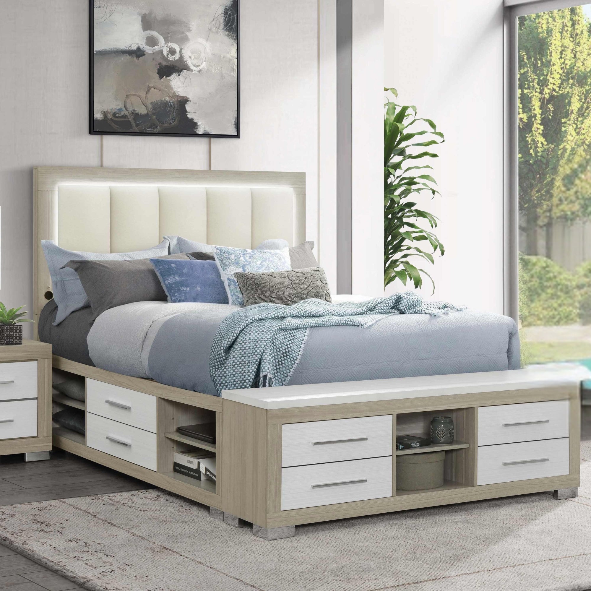 Varena king bed natural white - 1