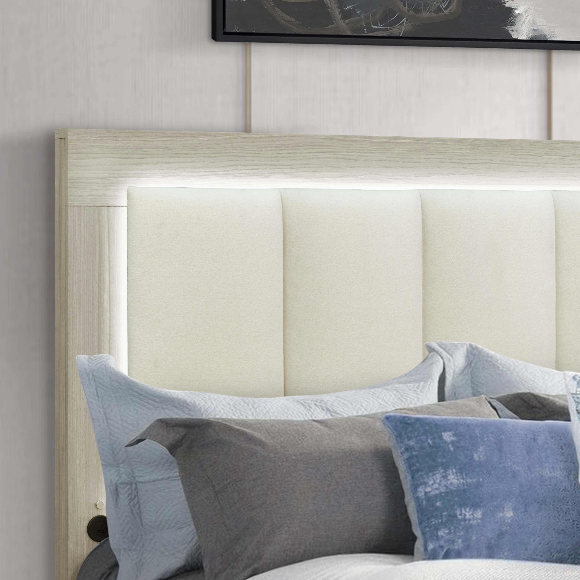 Varena king bed natural white - 2