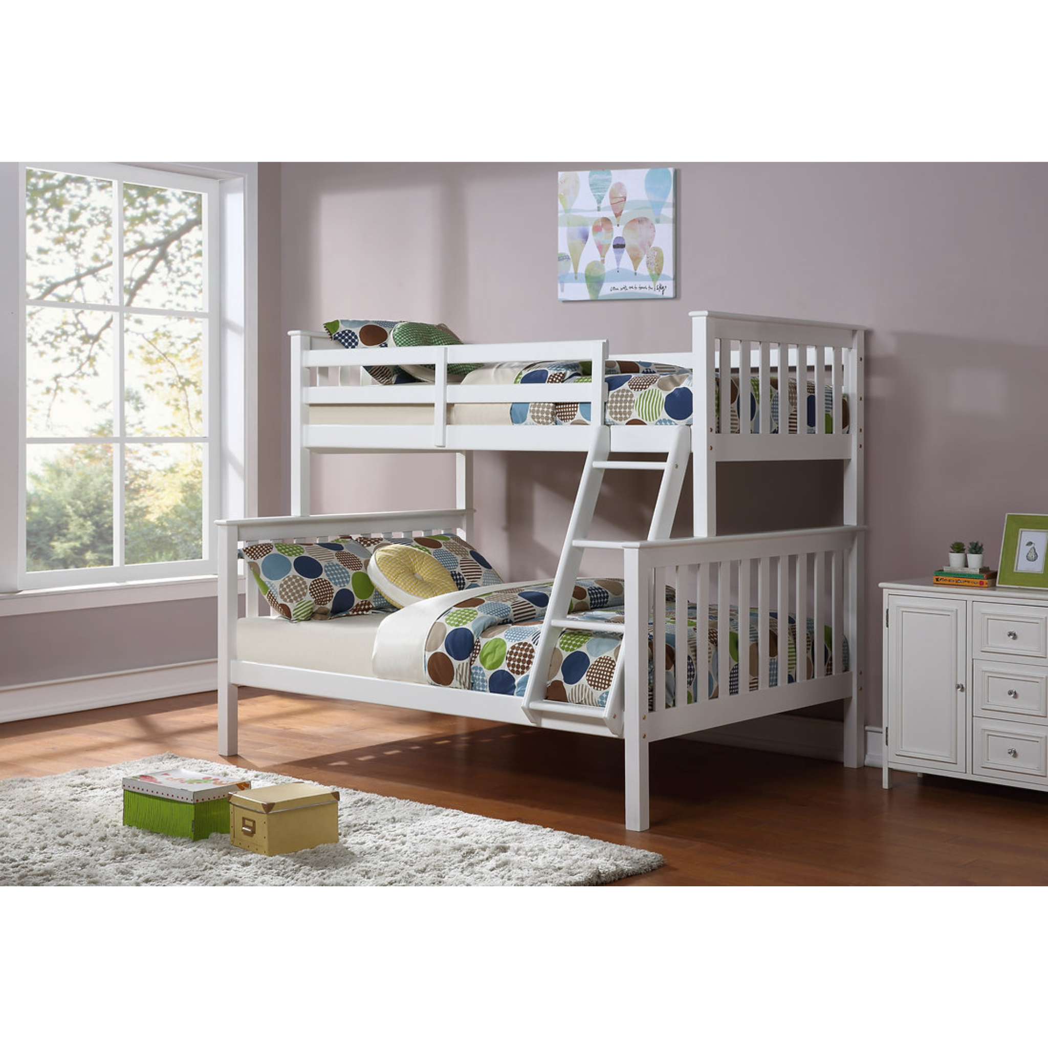 Lit superposé simple/double en bois blanc 102W