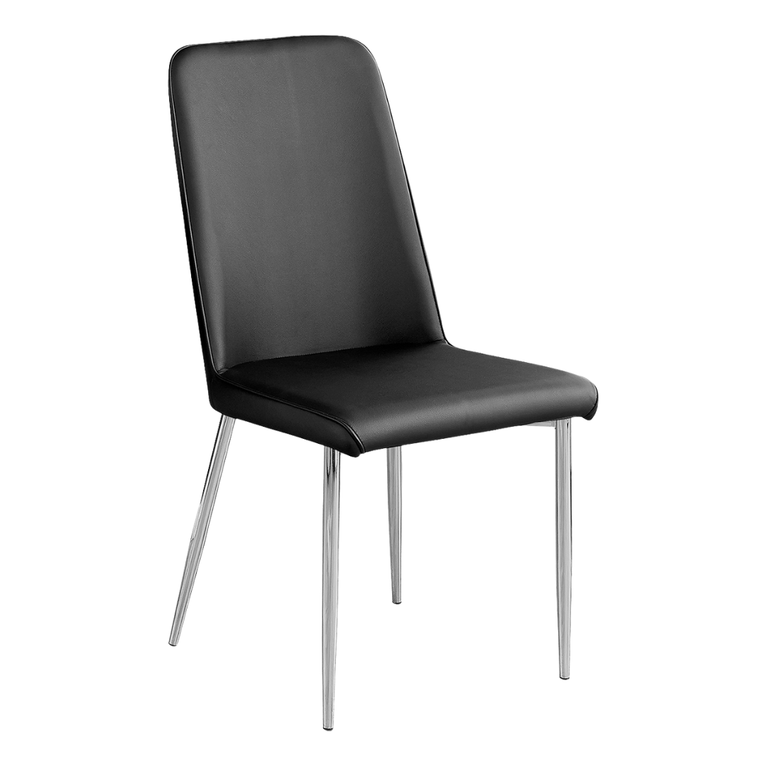 Aeria – Set of 2 – Leather-Look Dining Chair – Black / Chrome