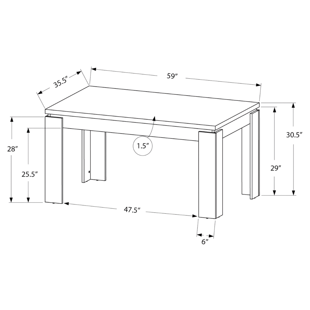 Alvera – Table de salle à manger – Finition blanche lisse