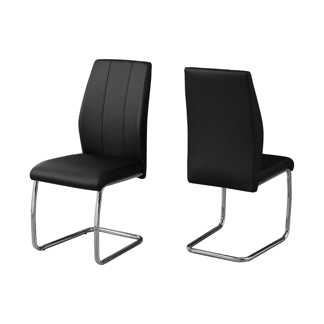 Cantelia – Lot de 2 – Chaises de salle à manger cantilever aspect cuir – Noir / Chrome