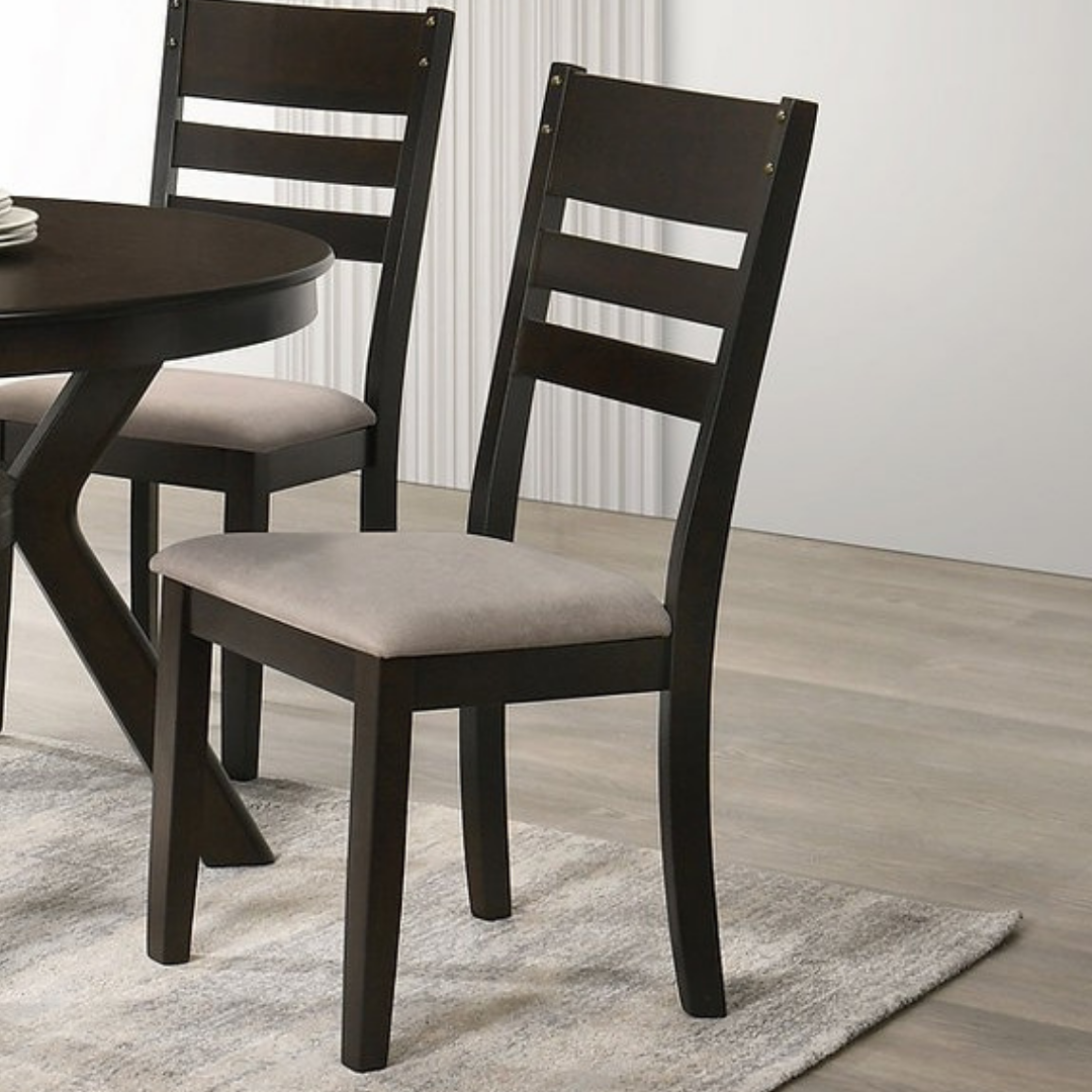 Ensemble de salle à manger Slate – Bois expresso / Tissu crème