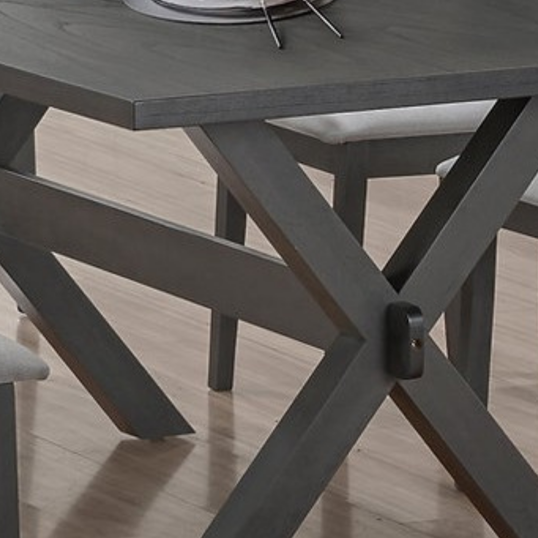 Moderna – Ensemble de salle à manger – Chaises en bois gris antique et tissu