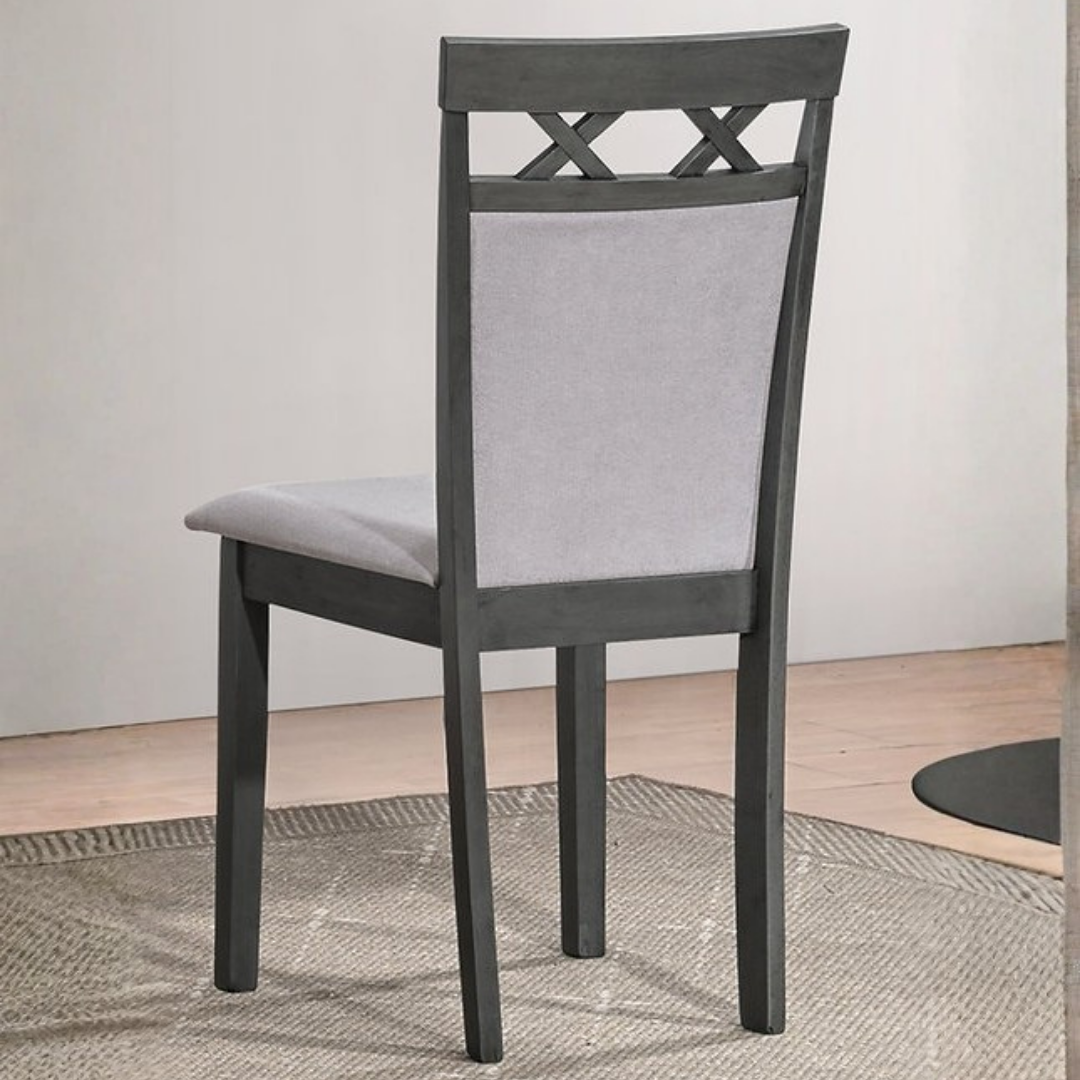 Moderna – Ensemble de salle à manger – Chaises en bois gris antique et tissu