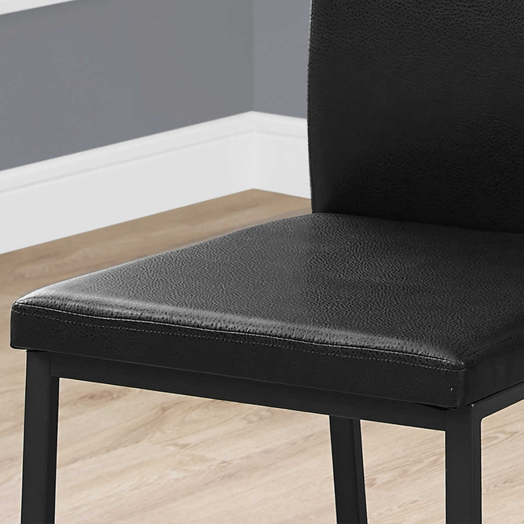 Slidora – Set of 2 – Leather-Look Sled Dining Chair – Black / Black Base