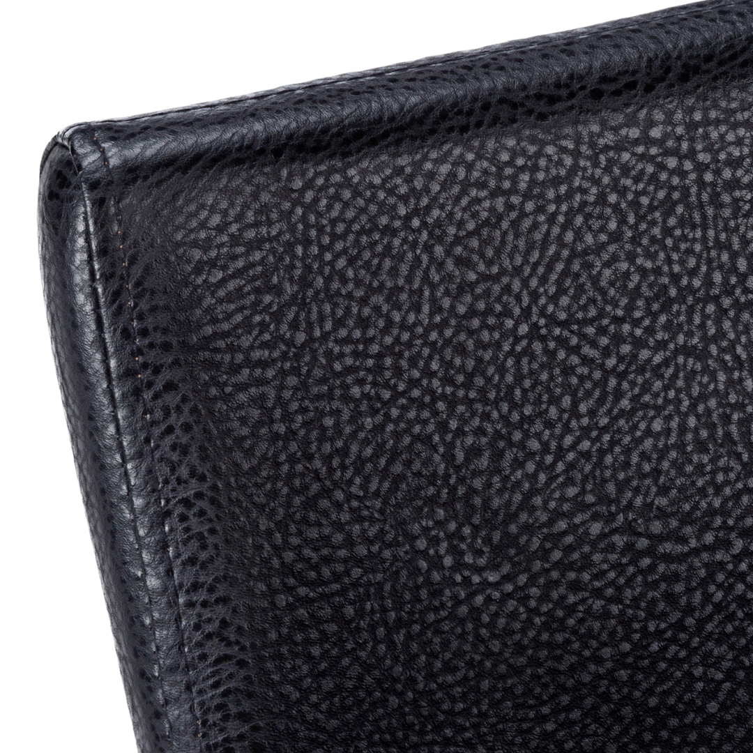 Slidora – Set of 2 – Leather-Look Sled Dining Chair – Black / Black Base