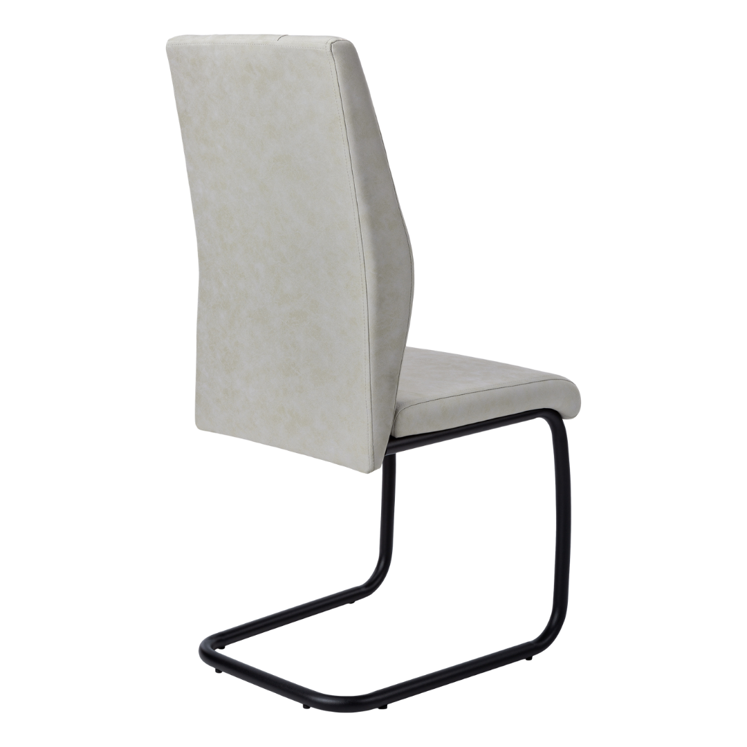 Cantelia – Lot de 2 – Chaises de salle à manger cantilever en tissu – Piètement gris/noir