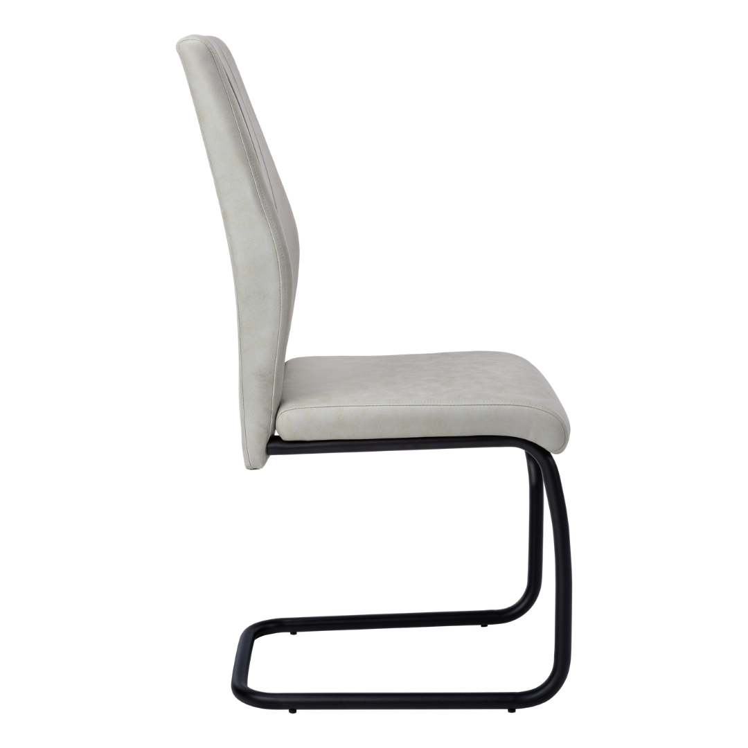 Cantelia – Lot de 2 – Chaises de salle à manger cantilever en tissu – Piètement gris/noir