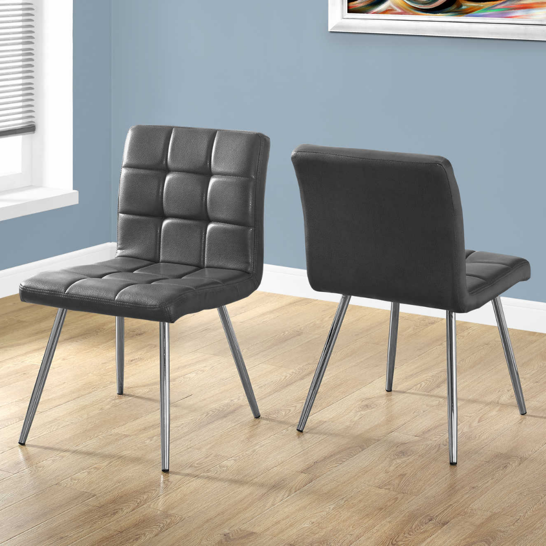 Cubik – Ensemble de salle à manger – Aspect cuir taupe foncé/gris