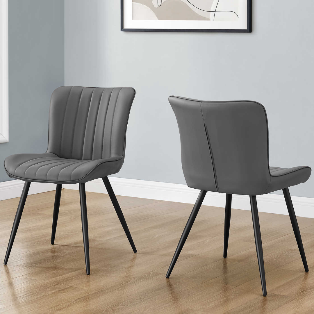 Vela – Ensemble de salle à manger – Gris / Simili cuir gris