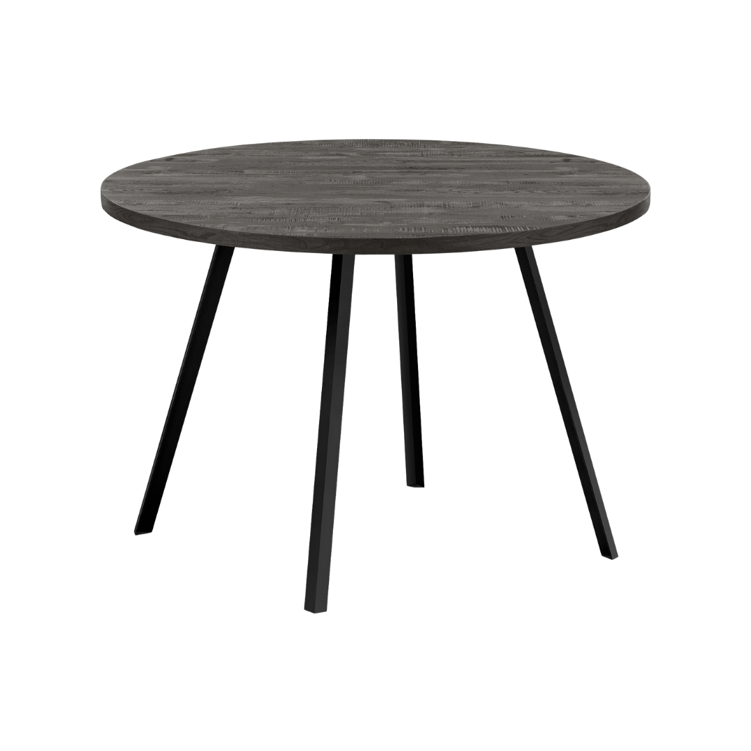 Rovik – Table de salle à manger ronde – Aspect bois recyclé noir