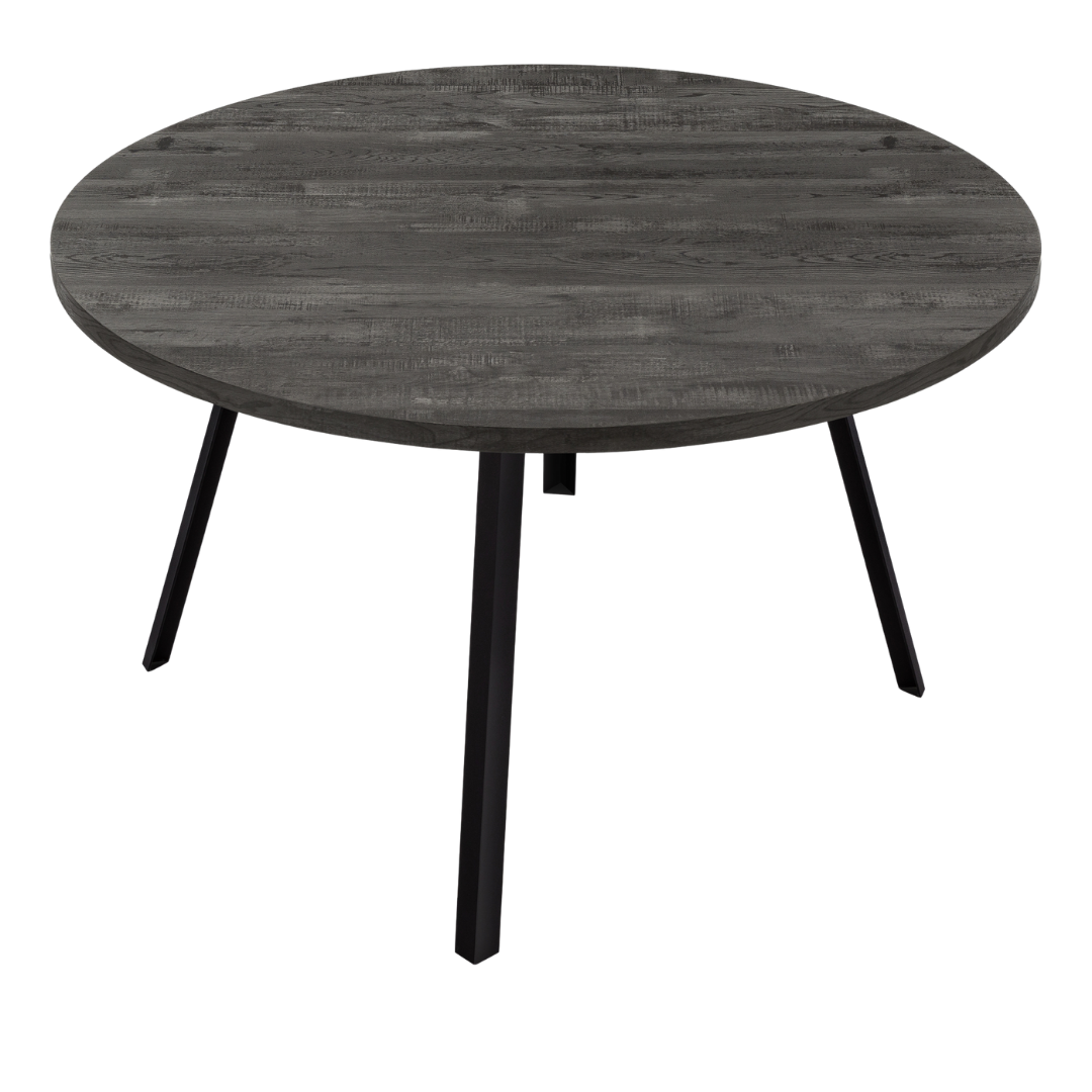 Rovik – Round Dining Table – Black Reclaimed Wood Look