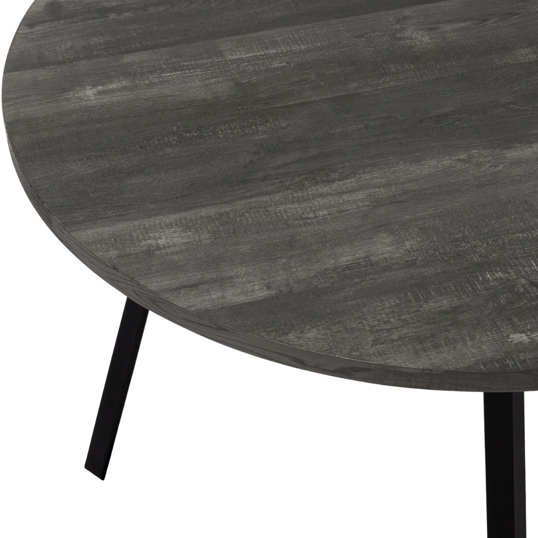 Rovik – Round Dining Table – Black Reclaimed Wood Look