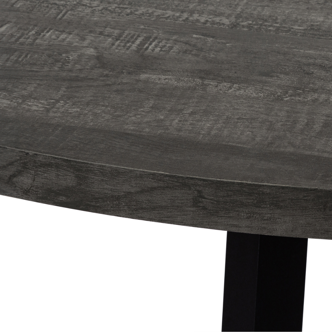 Rovik – Round Dining Table – Black Reclaimed Wood Look