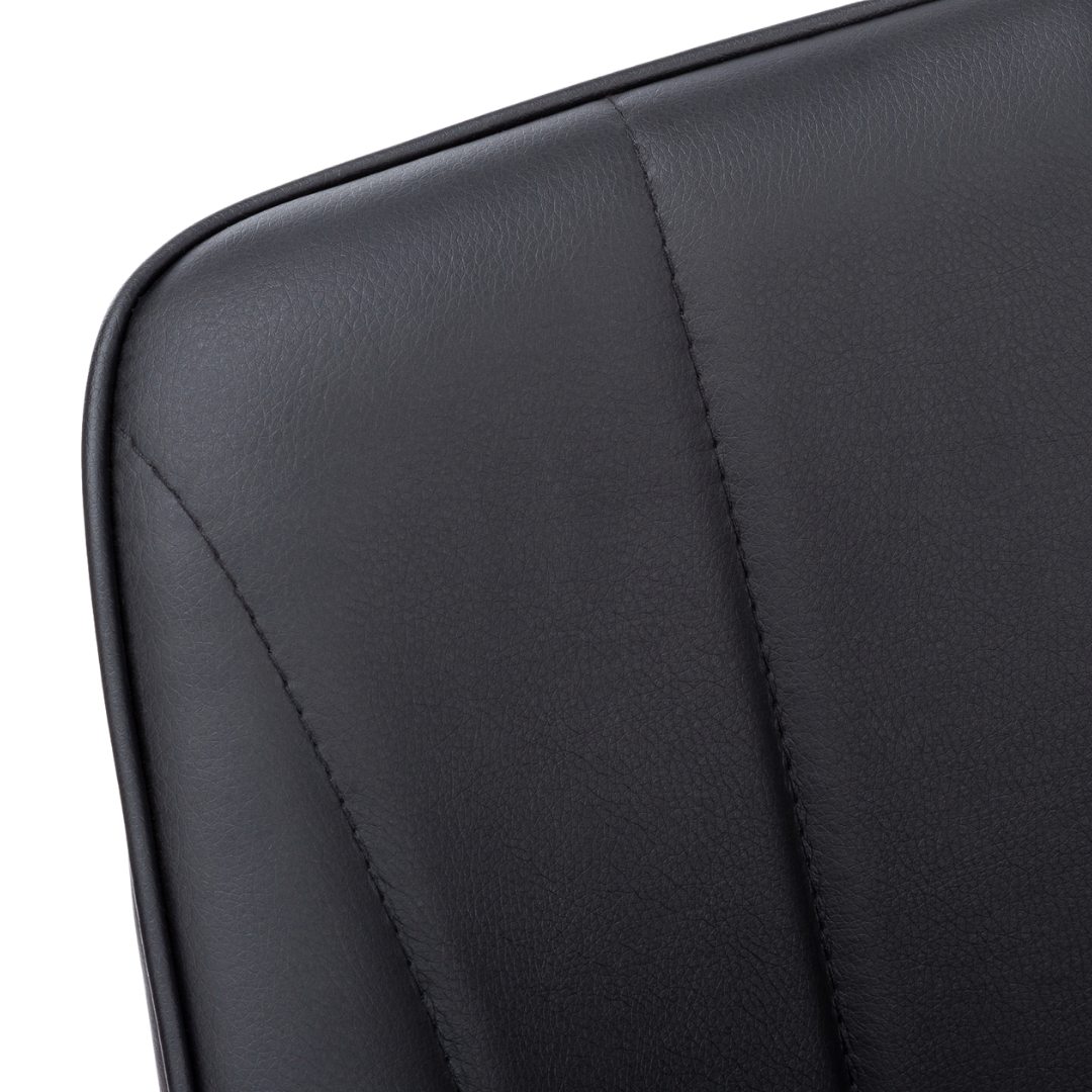 Veloria – Lot de 2 – Chaises de salle à manger aspect cuir avec accoudoirs – Noir / Métal noir