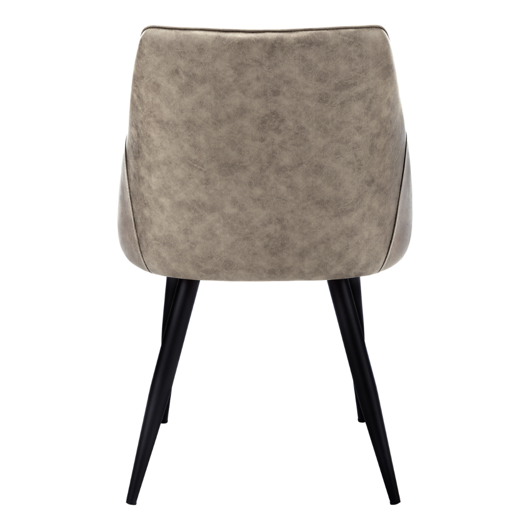 Ensemble 2 chaises salle à manger Veloria tissu lin taupe accoudoirs pieds acier noir mat Montréal