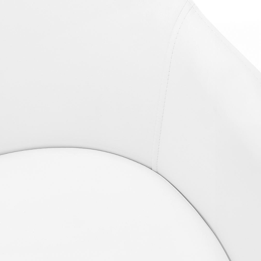 Lunara – Set of 2 – Leather-Look Dining Chair with Armrests – White / Chrome