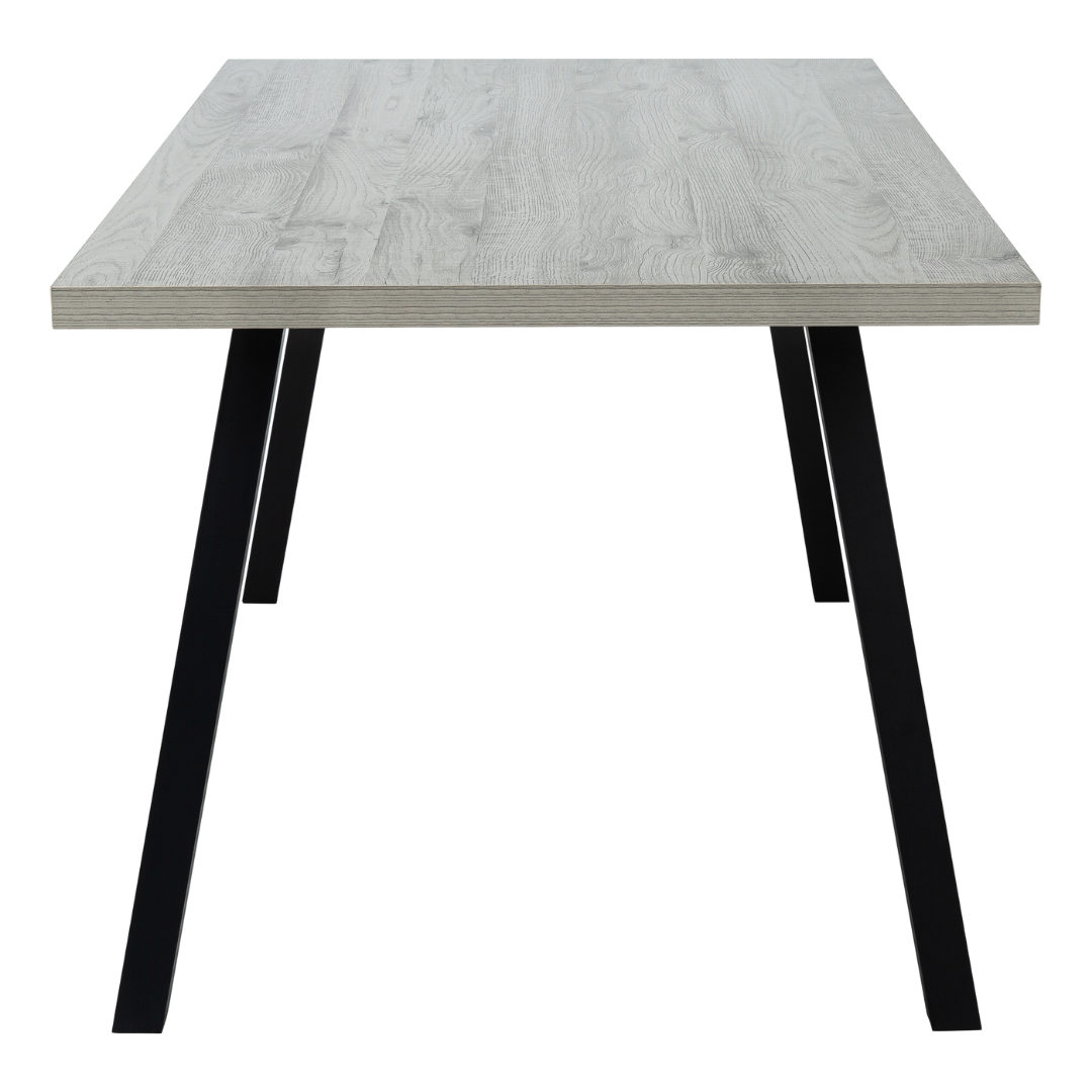 Plano – Ensemble de salle à manger – Aspect bois gris / Aspect cuir noir