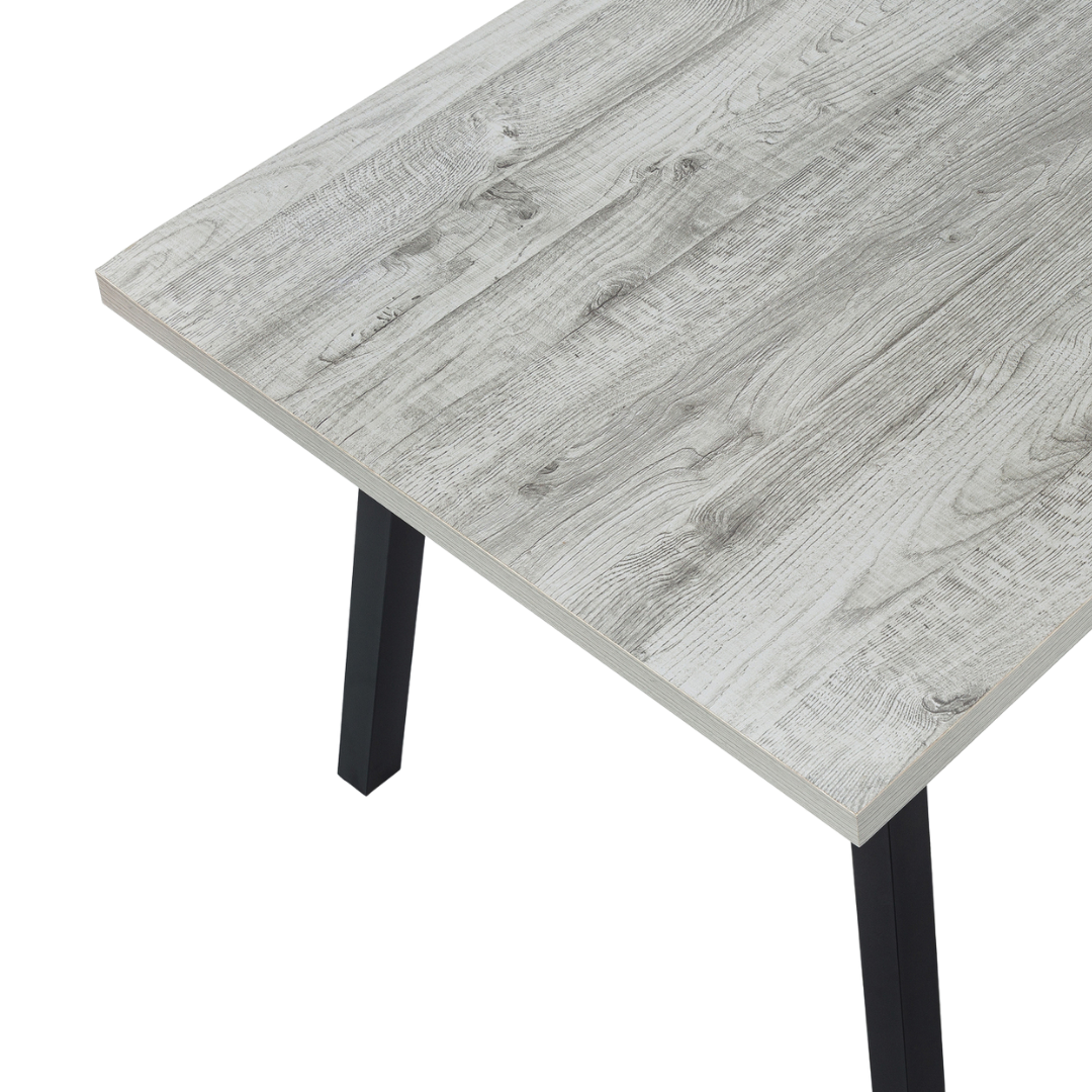 Plano – Ensemble de salle à manger – Aspect bois gris / Aspect cuir noir