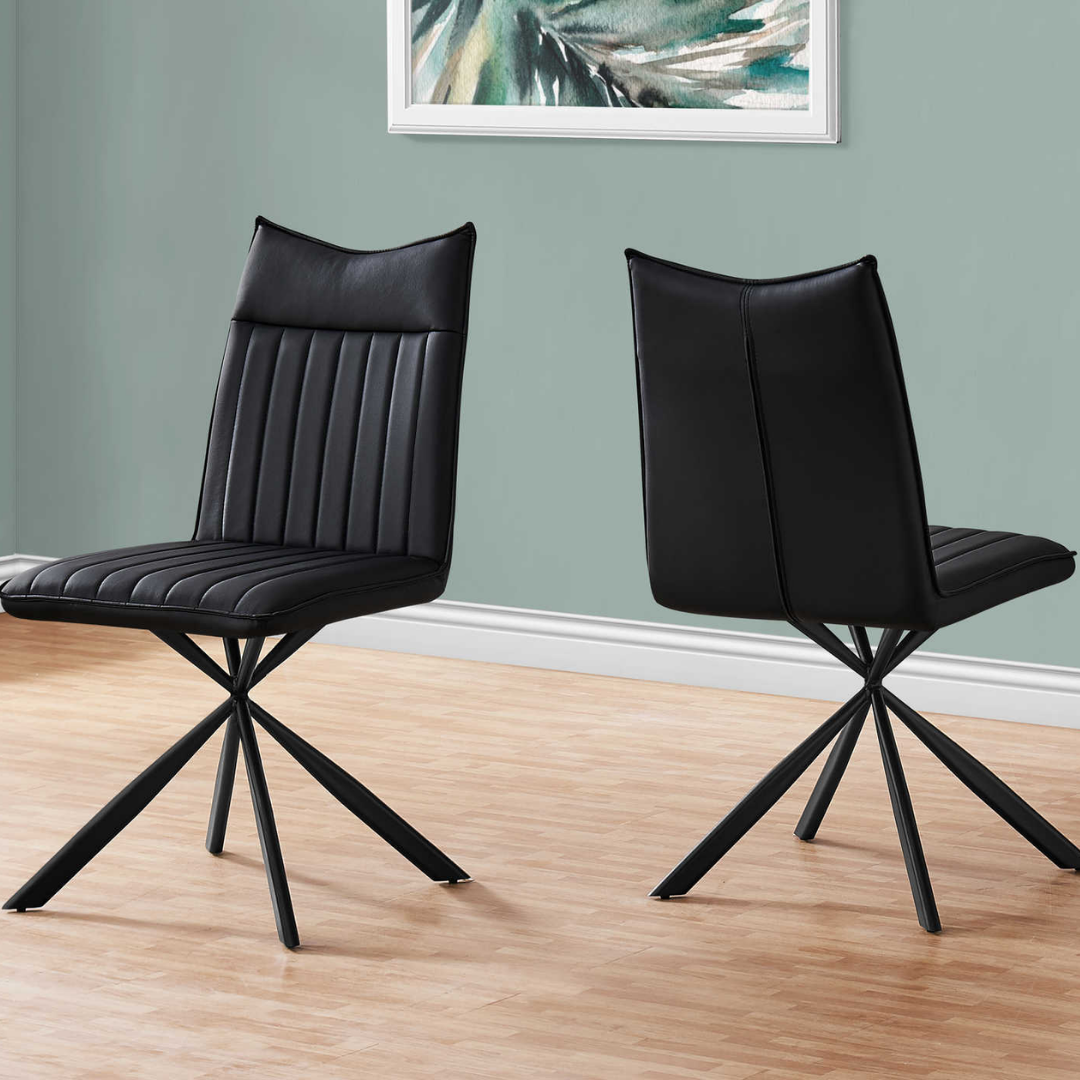 Plano – Ensemble de salle à manger – Aspect bois gris / Aspect cuir noir