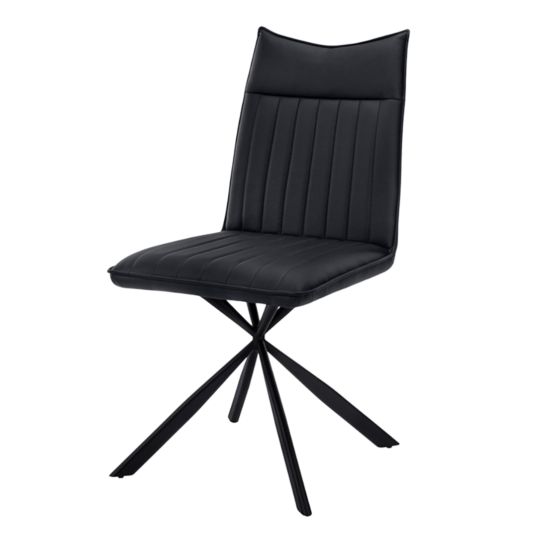 Plano – Ensemble de salle à manger – Aspect bois gris / Aspect cuir noir