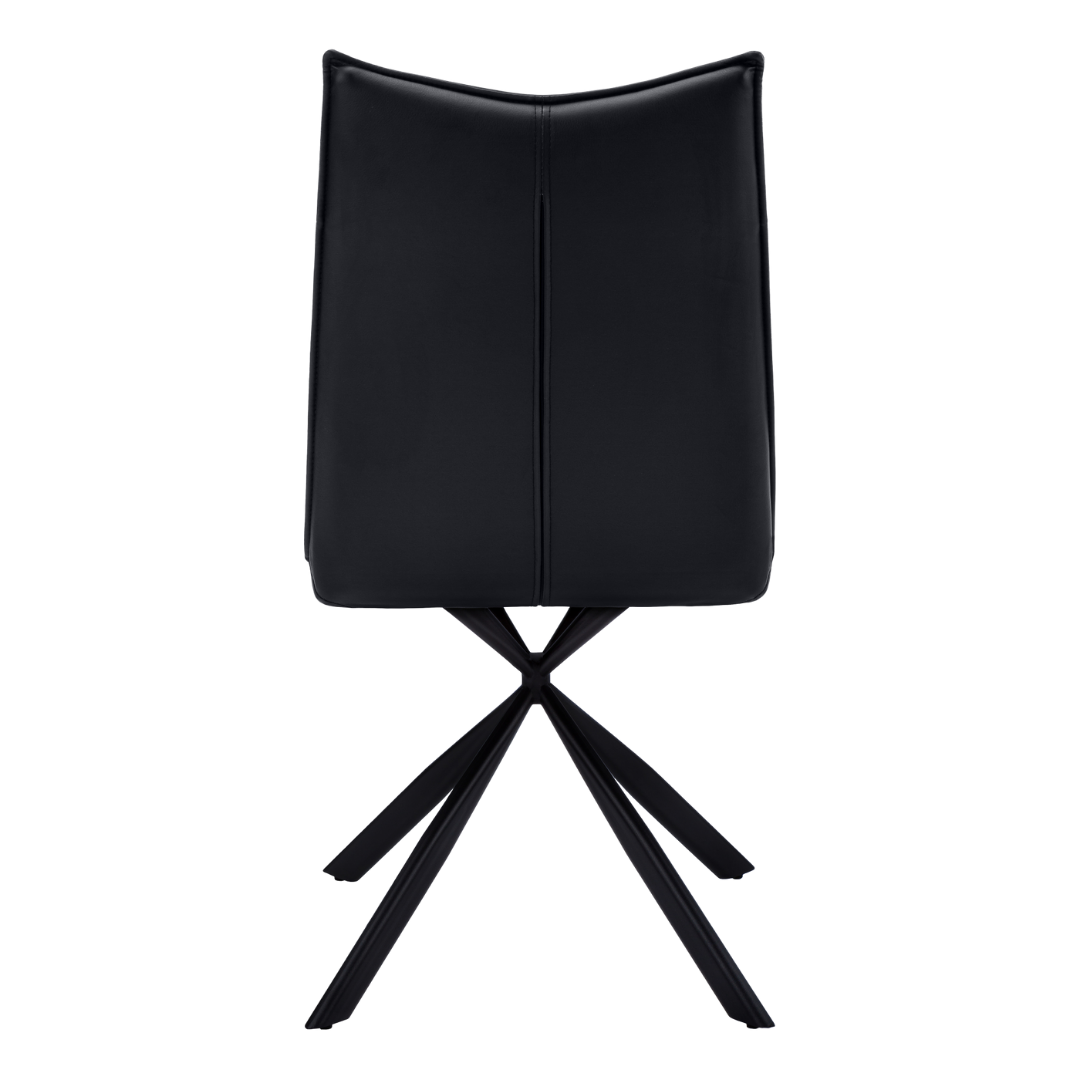 Astrae – Lot de 2 – Chaises de salle à manger aspect cuir Starburst – Noir / Métal noir