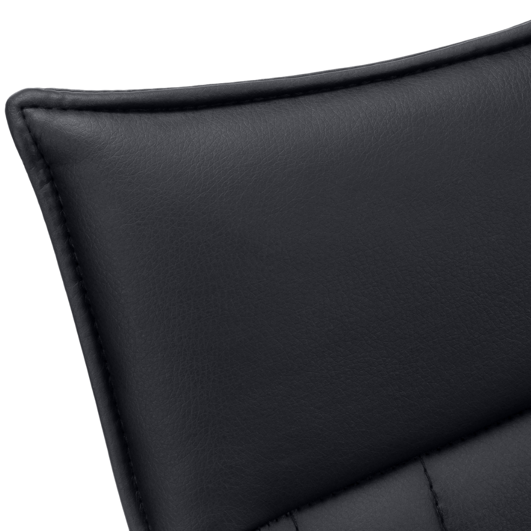 Astrae – Lot de 2 – Chaises de salle à manger aspect cuir Starburst – Noir / Métal noir