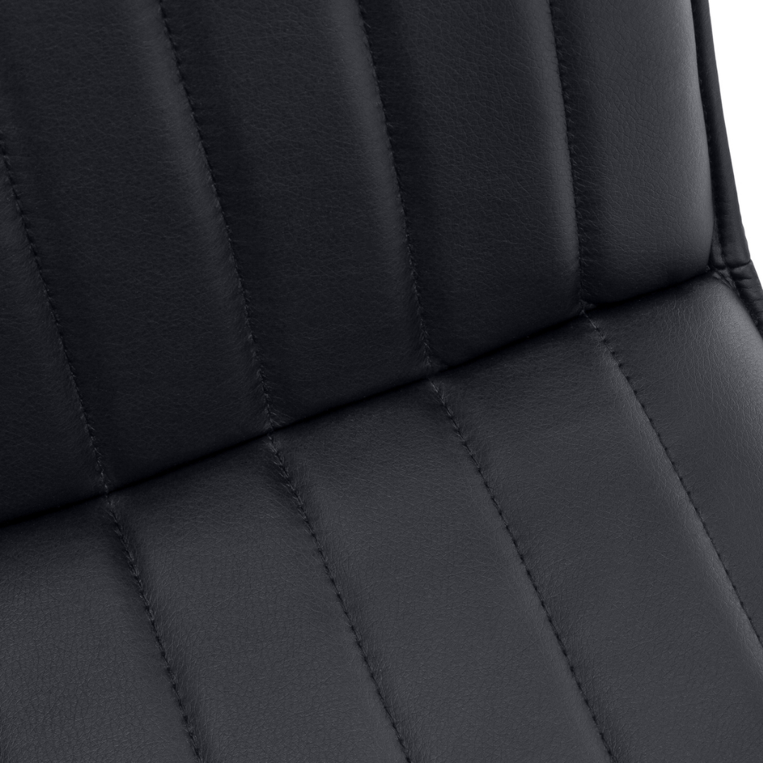 Astrae – Lot de 2 – Chaises de salle à manger aspect cuir Starburst – Noir / Métal noir