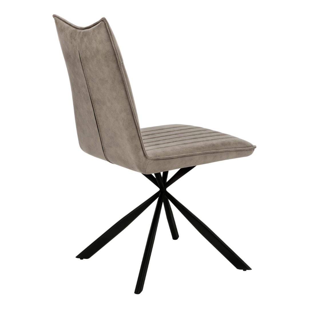 Astrae – Lot de 2 – Chaises de salle à manger en tissu Starburst – Taupe / Piètement noir