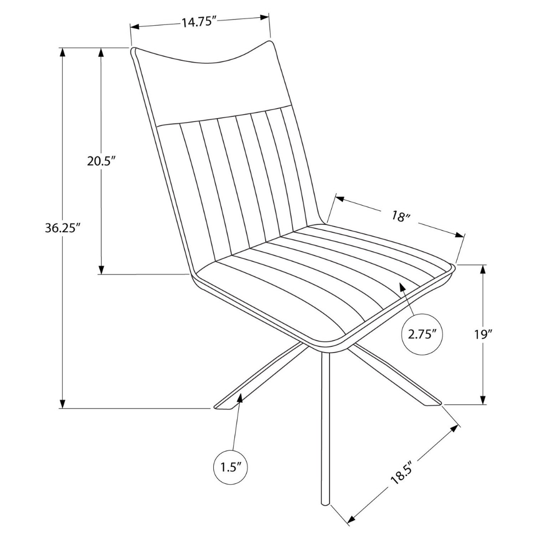 Astrae – Lot de 2 – Chaises de salle à manger en tissu Starburst – Taupe / Piètement noir