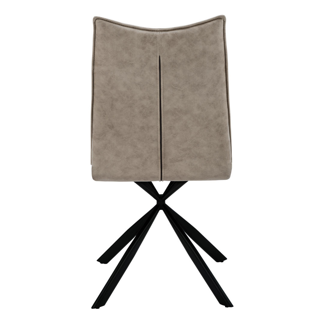 Astrae – Lot de 2 – Chaises de salle à manger en tissu Starburst – Taupe / Piètement noir