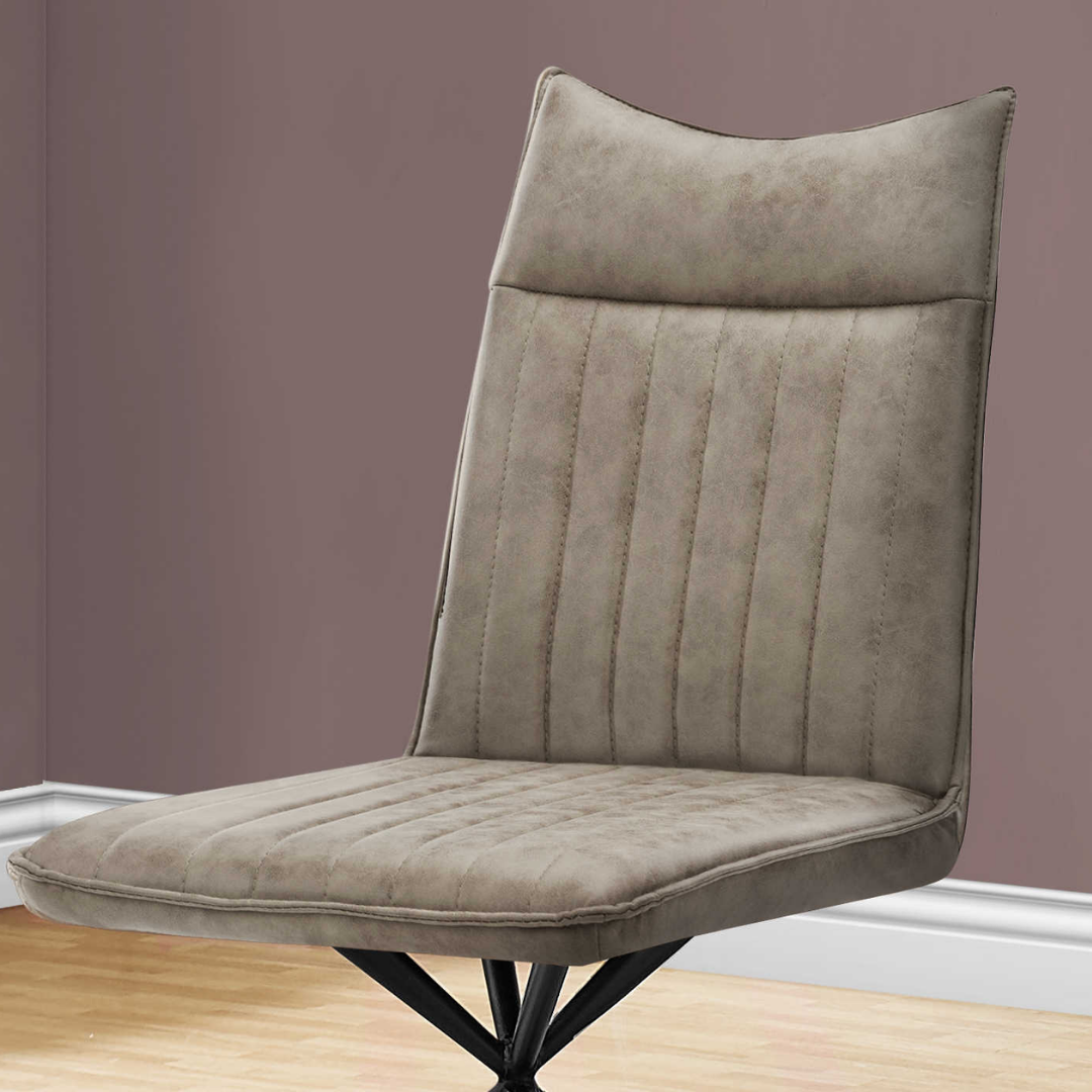 Astrae – Lot de 2 – Chaises de salle à manger en tissu Starburst – Taupe / Piètement noir