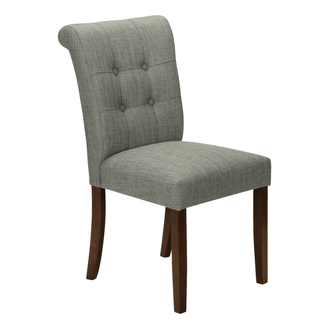Linara – Set of 2 – Tufted Linen-Look Dining Chair – Grey