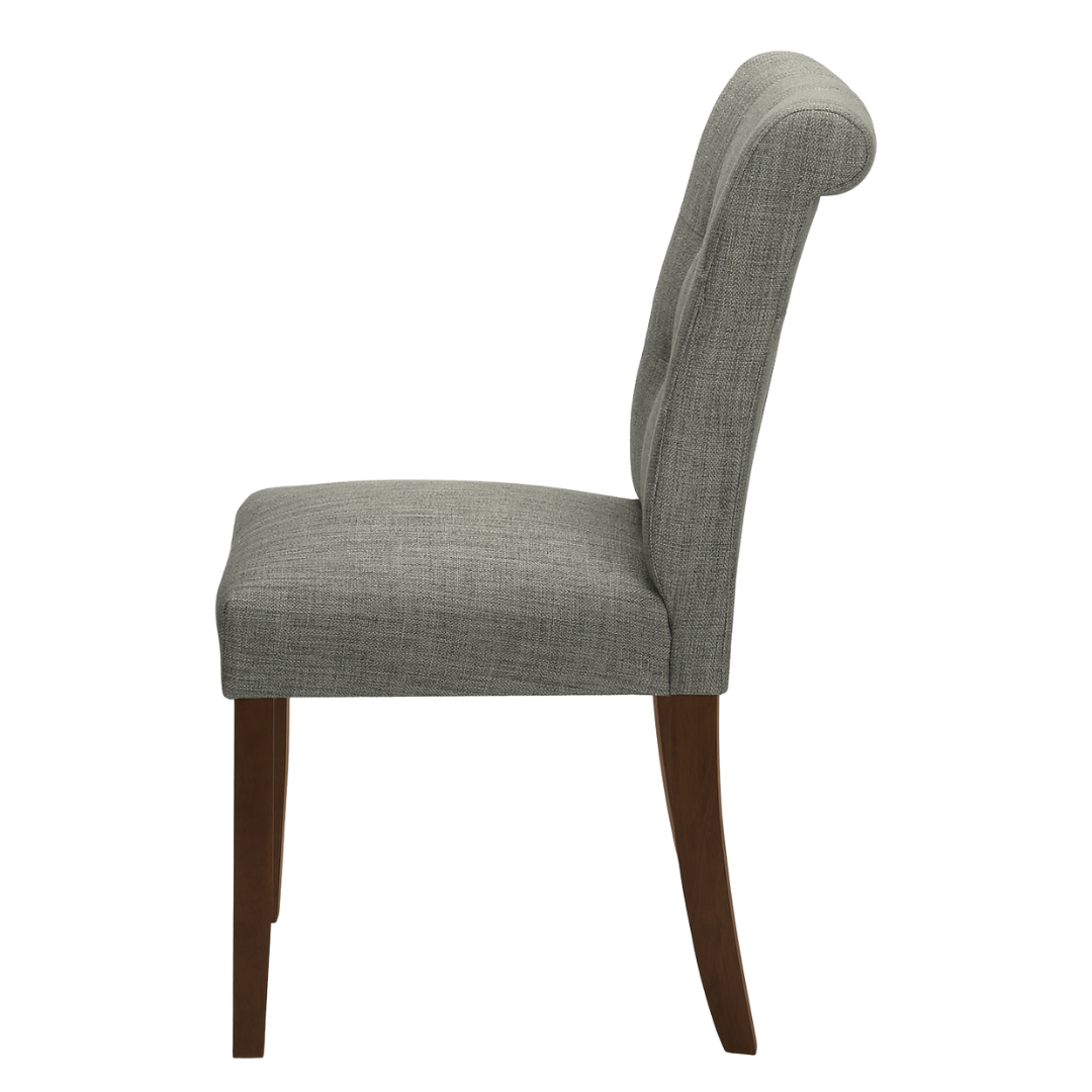 Linara – Lot de 2 – Chaise de salle à manger capitonnée aspect lin – Gris