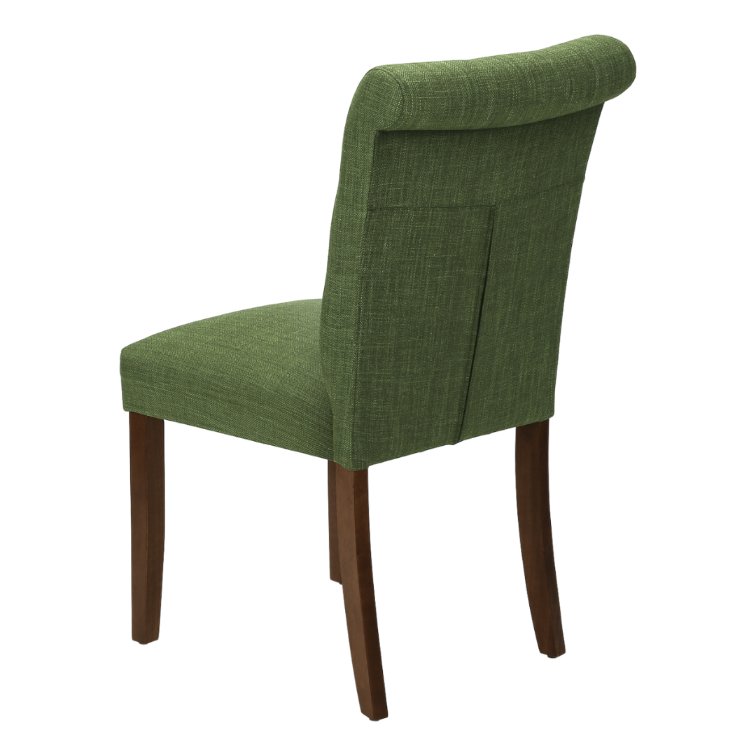 Linara – Lot de 2 – Chaises de salle à manger capitonnées aspect lin – Vertes