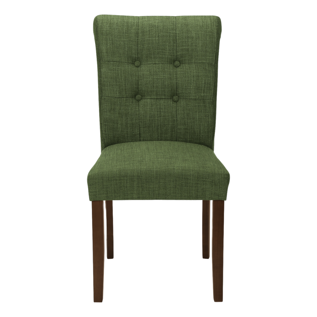 Linara – Lot de 2 – Chaises de salle à manger capitonnées aspect lin – Vertes