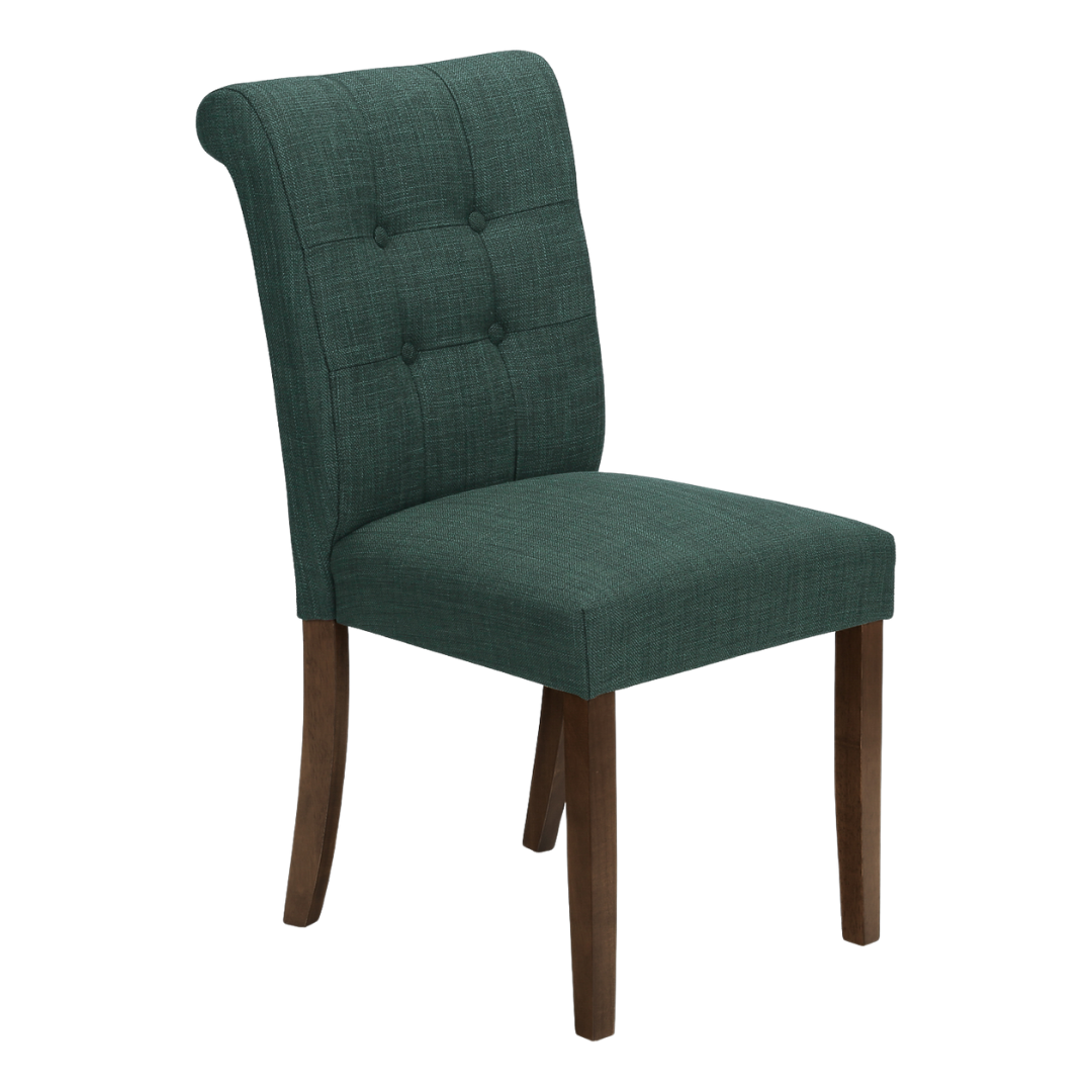 Linara – Lot de 2 – Chaise de salle à manger capitonnée aspect lin – Bleu