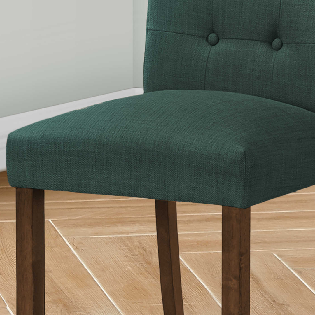 Linara – Lot de 2 – Chaise de salle à manger capitonnée aspect lin – Bleu