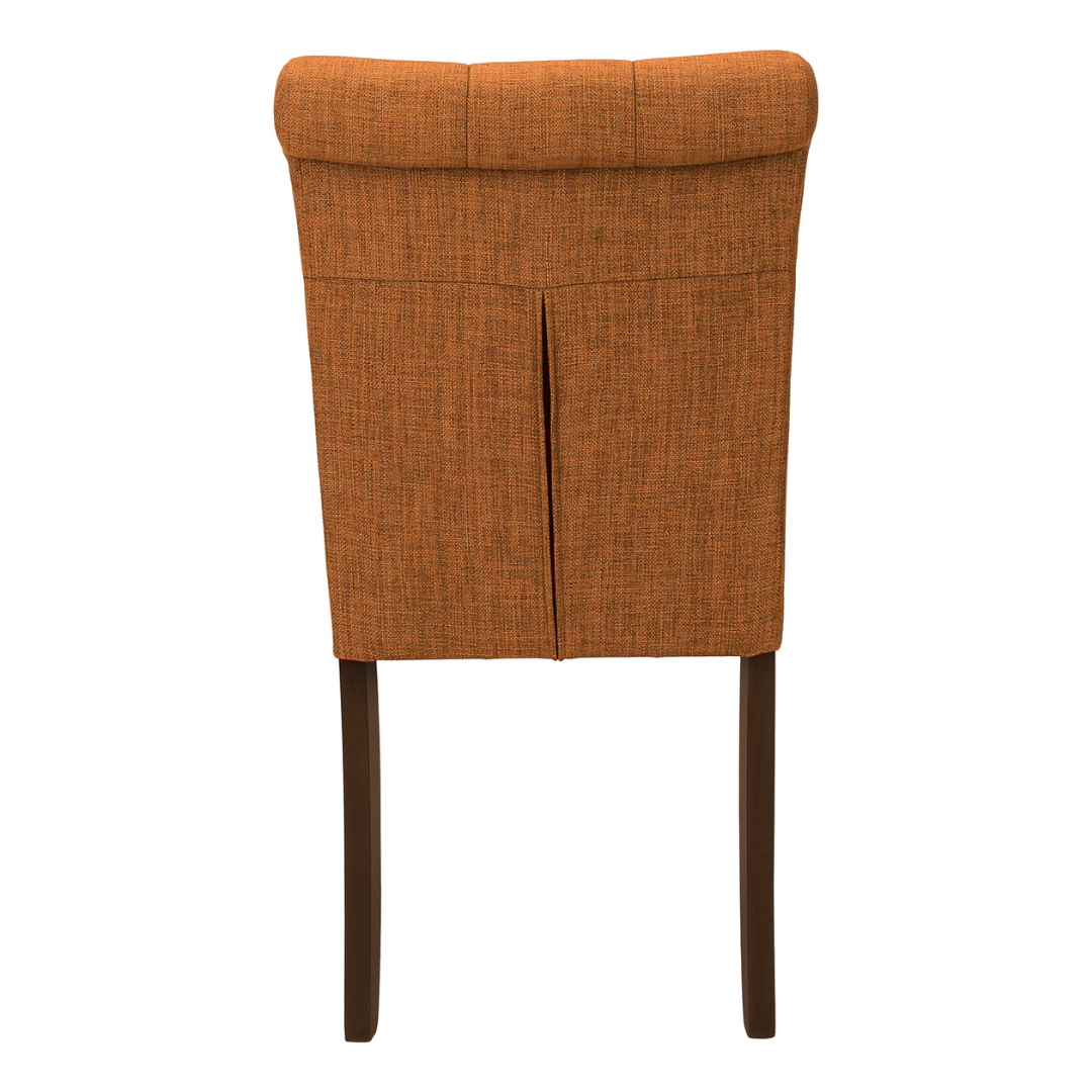 Linara – Set of 2 – Tufted Linen-Look Dining Chair – Orange