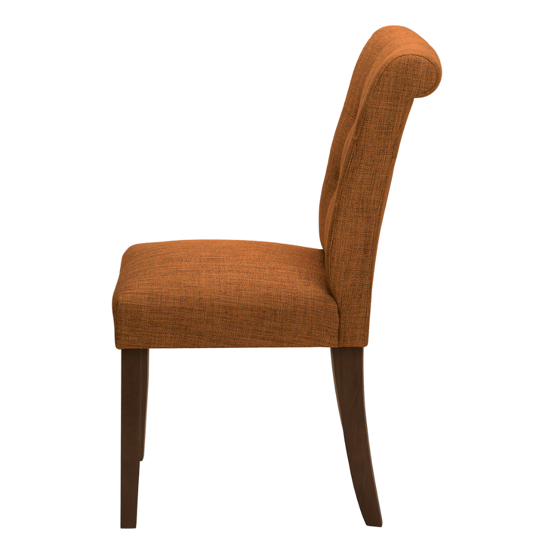 Linara – Set of 2 – Tufted Linen-Look Dining Chair – Orange