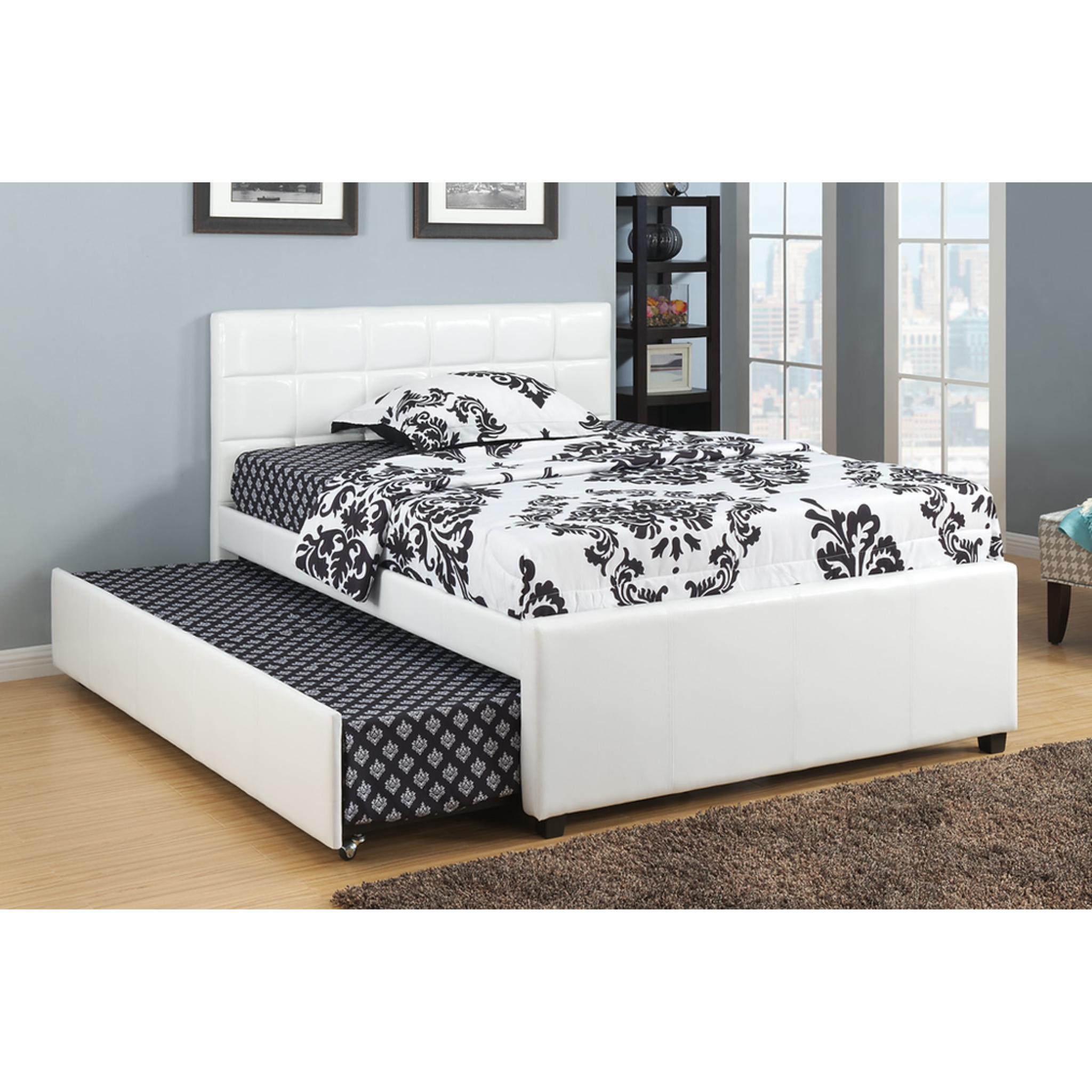 Valerio – Lit gigogne en polyuréthane – Blanc (simple/double)