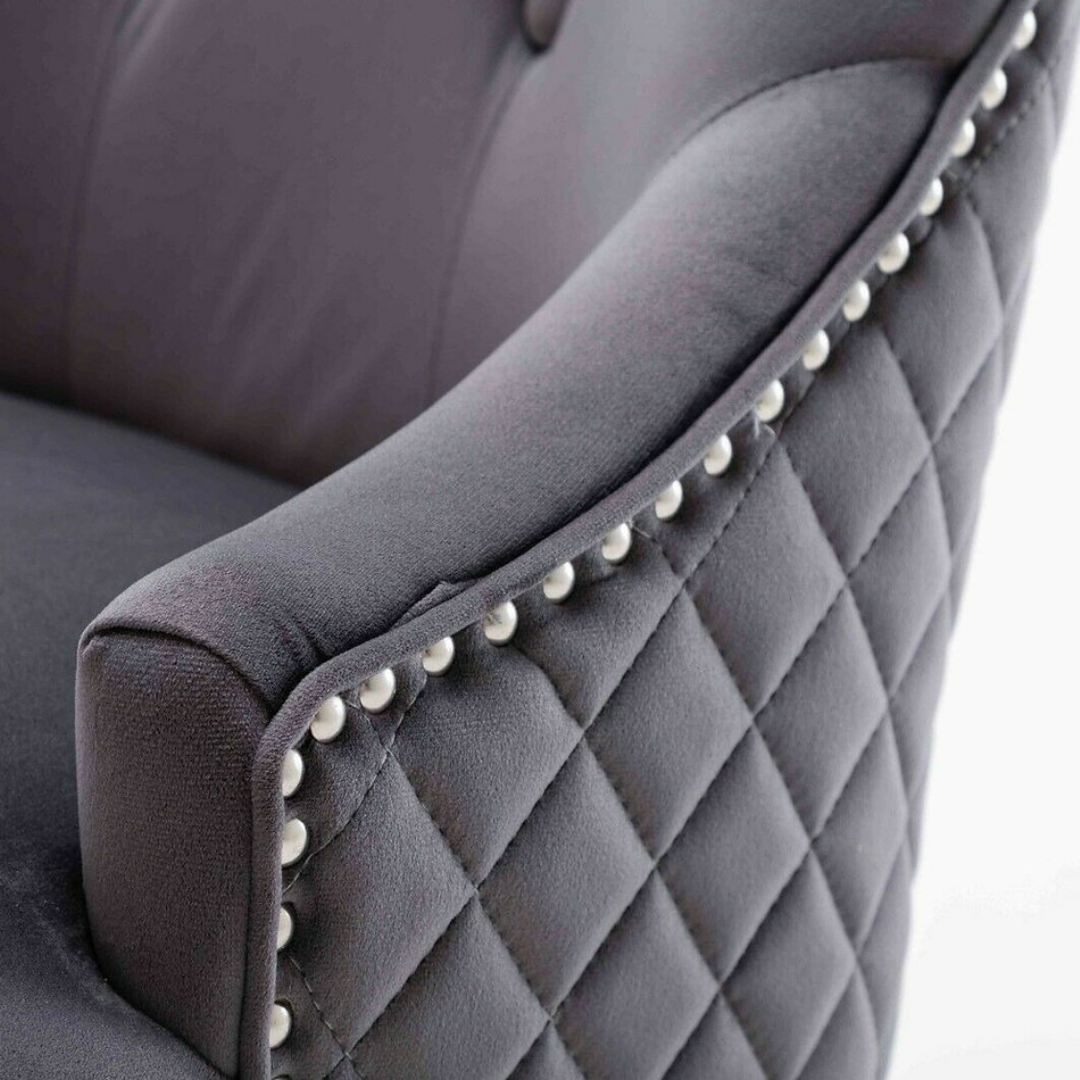 Majestria – Lot de 2 – Chaises de salle à manger capitonnées en velours – Gris