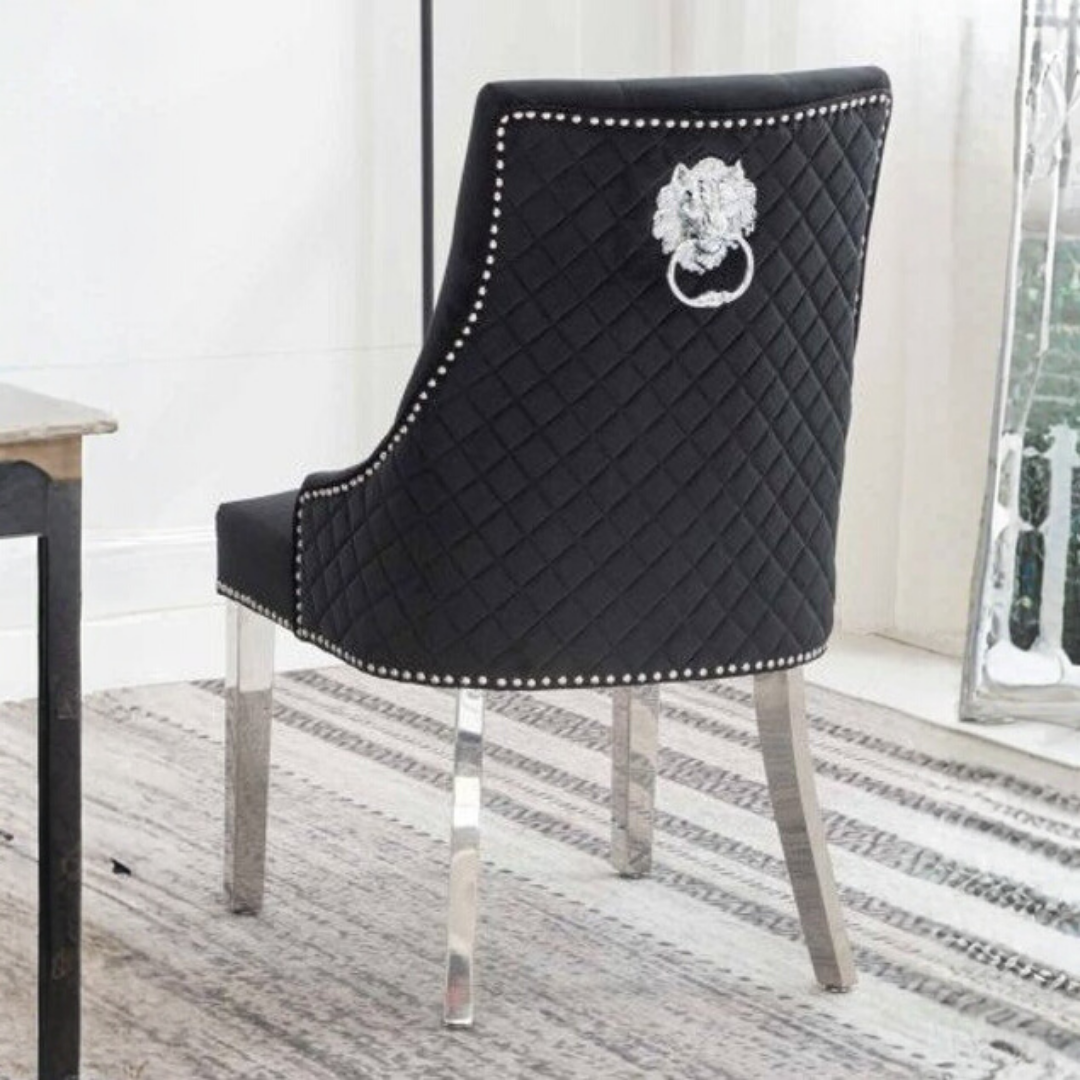 Majestria – Set of 2 – Velvet Tufted Dining Chair – Black