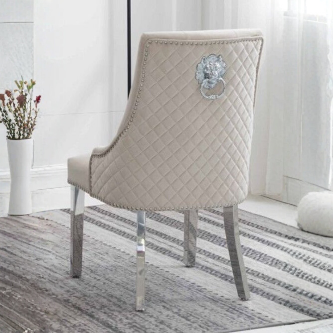 Majestria – Set of 2 – Velvet Tufted Dining Chair – Cream