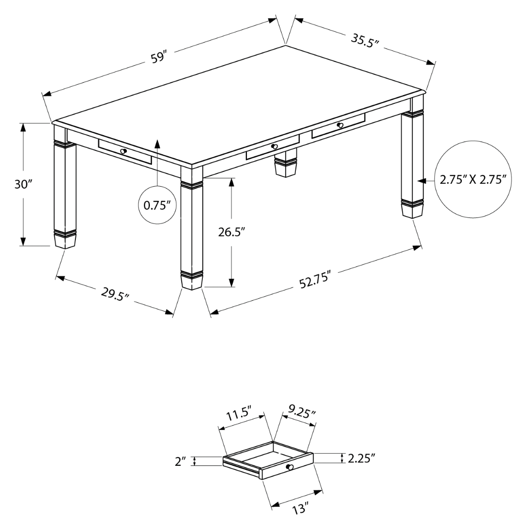 Greysona – Table à manger – Placage gris antique