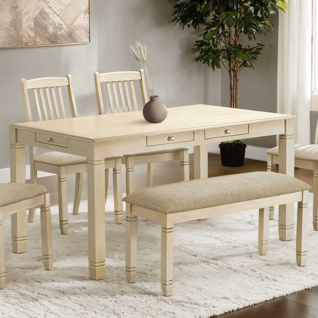 Aurevia – Dining Table – Antique White Veneer