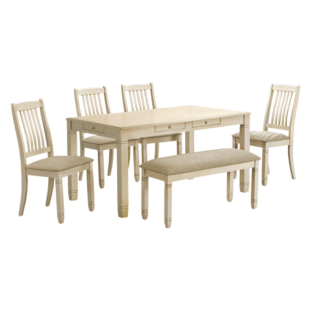 Aurevia – Table à manger – Placage blanc antique