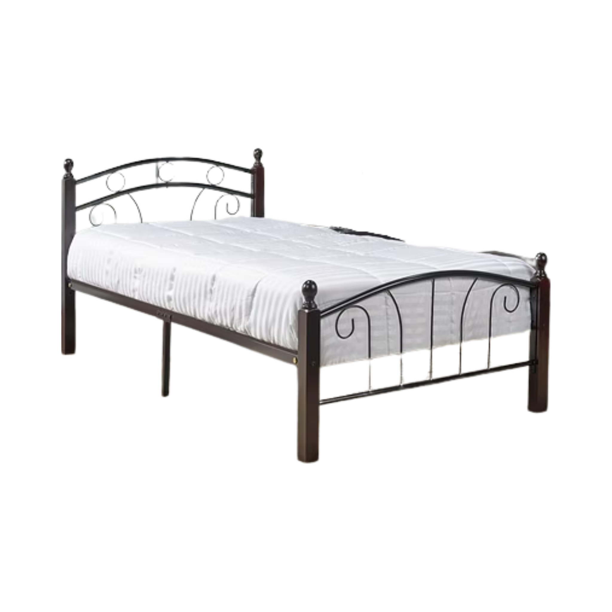 Twin Bed - Bed Black Metal and Dark Cherry Posts 128