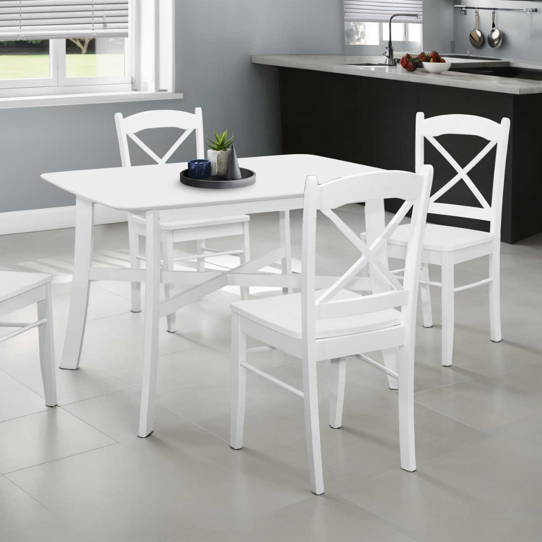 Lunex – Table de salle à manger – Placage blanc